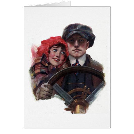 Klassiek  romantisch winterpaar voor auto's (Voorkant)