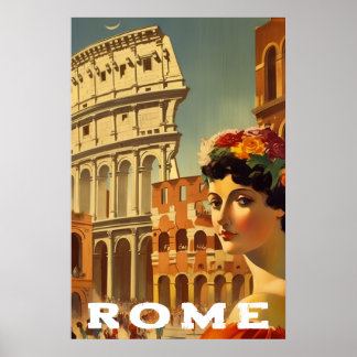 Klassiek Rome Italië Reis Colosseum Dame Poster