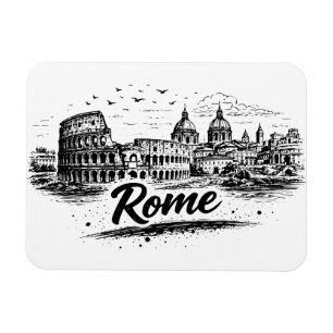 Klassiek Rome Italië Stadsgezicht Potlood Kunst Magneet