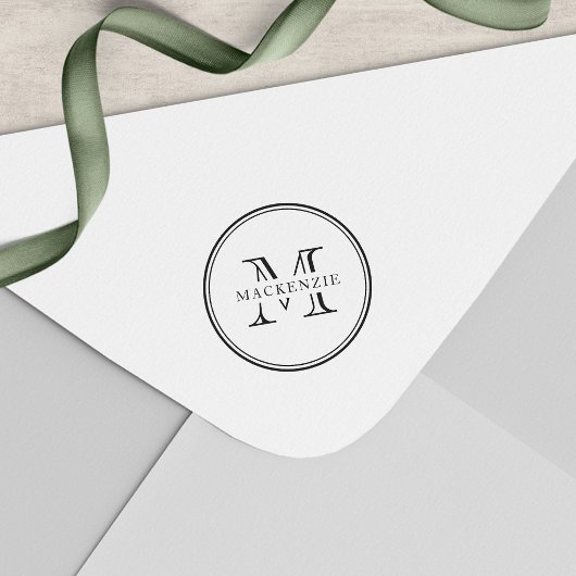 Klassiek Rond Rand Monogram Zelfinktende Stempel