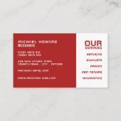 Klassiek Rood, Auto Mechanic & Reparaties Visitekaartje (Achterkant)