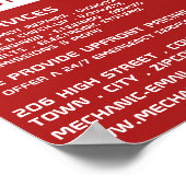 Klassiek Rood, Automechaniek & Reparatie Reclame Poster (Hoek)