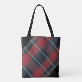 Klassiek rood, blauw en zwart geruite monogram tote bag (Achterkant)