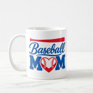 Klassiek Rood Blauw Hart Honkbal Moeder Wedstrijd Koffiemok