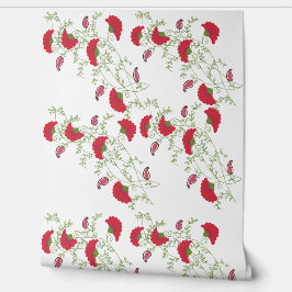 Klassiek Rood Bloemmotief & Paisley Botanisch Beha Behang