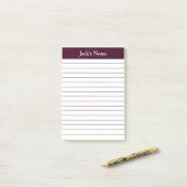 Klassiek rood bruin, gepersonaliseerd post-it® notes (Op bureau)