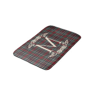 Klassiek rood donkerblauw groen ruitpatroon badmat