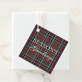 Klassiek rood donkerblauw groen ruitpatroon bedankjes labels