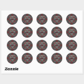 Klassiek rood donkerblauw groen ruitpatroon ronde sticker (Vel)