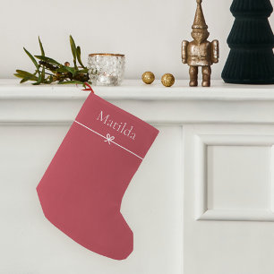 Klassiek rood Eenvoudige minimalistische boog ge Kleine Kerstsok