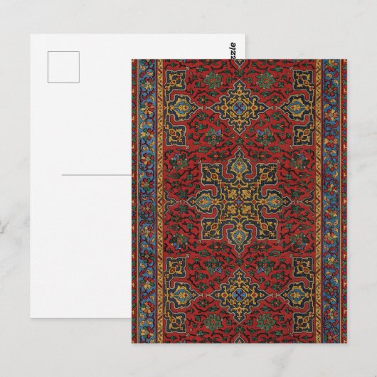 Klassiek rood en blauw, Perzisch tapijtpatroon Briefkaart (Voorkant / Achterkant)