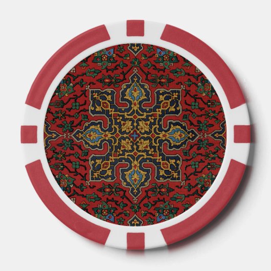 Klassiek rood en blauw, Perzisch tapijtpatroon Poker Chips (Voorkant)