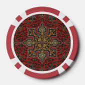 Klassiek rood en blauw, Perzisch tapijtpatroon Poker Chips (Achterkant)