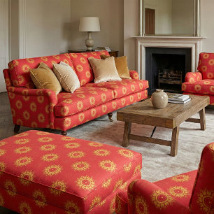Klassiek rood en geel decoratief patroon stof