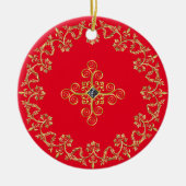 Klassiek rood en goud keramisch ornament (Voorkant)