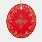 Klassiek rood en goud keramisch ornament (Links)
