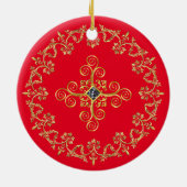 Klassiek rood en goud keramisch ornament (Achterkant)
