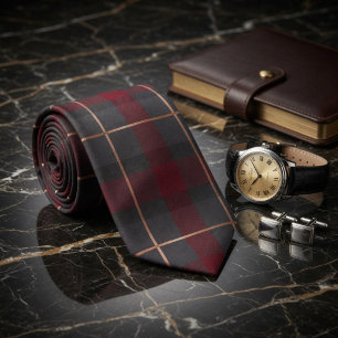 Klassiek rood en grijs geruit tartan stropdas
