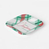 Klassiek rood en groen Christmas Plaid Paper Bord (Gebogen)