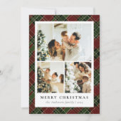 Klassiek rood en groen & fotocollage Kerstmis Feestdagenkaart (Voorkant)