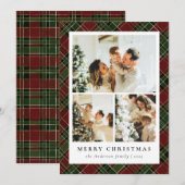 Klassiek rood en groen & fotocollage Kerstmis Feestdagenkaart (Voorkant / Achterkant)