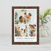 Klassiek rood en groen & fotocollage Kerstmis Feestdagenkaart (Staand voorkant)