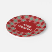 Klassiek rood en groen geplakt vrolijk kerstfeest papieren bordje (Gekanteld)