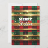 Klassiek rood en groen geruit glinsterende gouden feestdagenkaart (Voorkant)