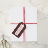 Klassiek rood en groen geruit kerstfeest cadeaulabel (Met Touw)