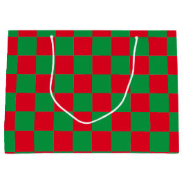 Klassiek rood en groen geruit patroon groot cadeauzakje