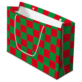 Klassiek rood en groen geruit patroon groot cadeauzakje