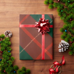 Klassiek rood en groen geruit tartan Kerstmis Cadeaupapier