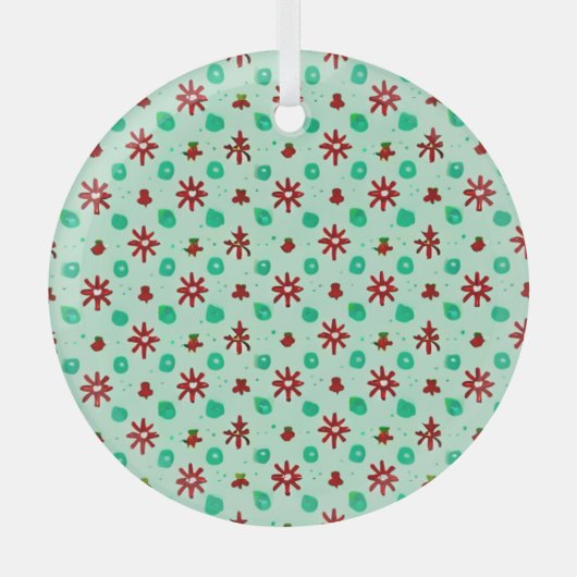 Klassiek Rood en Groen Glas Ornament (Voorkant)