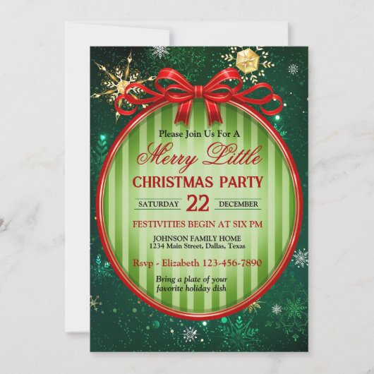 Klassiek rood en groen kerstfeest kaart (Voorkant)