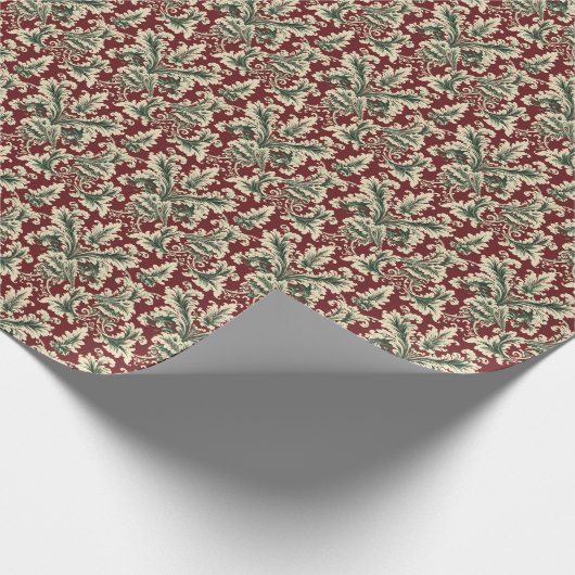 Klassiek rood en groen kerstmasker cadeaupapier (Hoek)