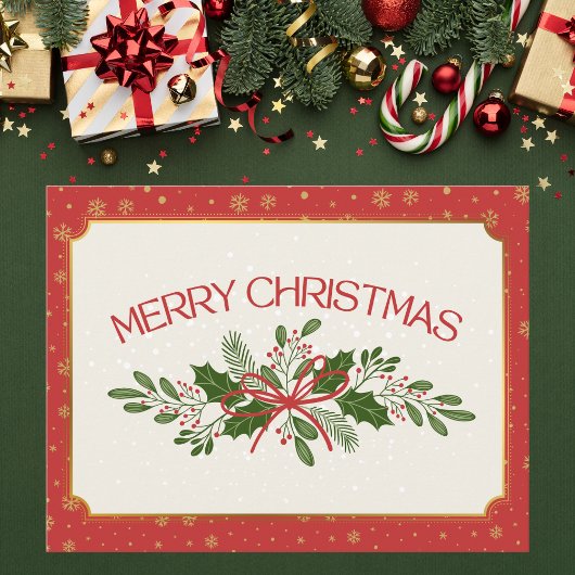 Klassiek Rood en Groen Kerstmis Briefkaart
