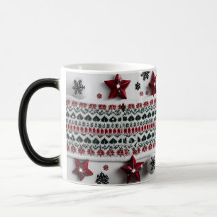 Klassiek rood en groen Nordic breipatroon Magische Mok