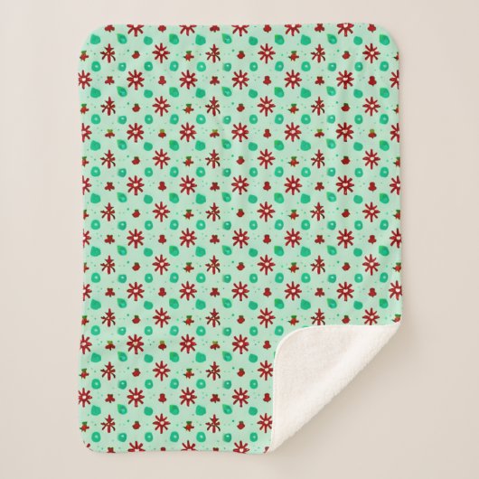 Klassiek Rood en Groen Sherpa Deken (Voorkant)