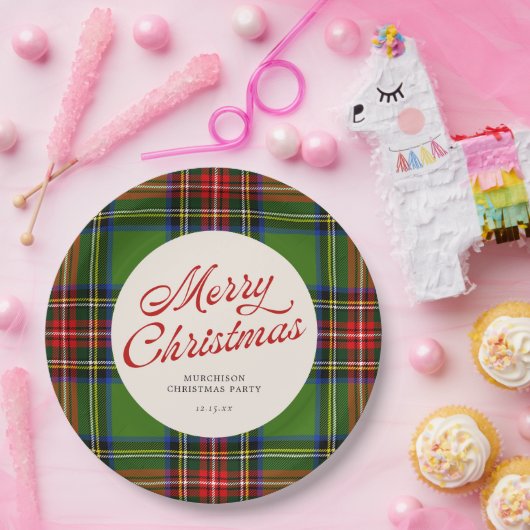 Klassiek rood en groen vrolijk kerstspel papieren bordje (Feest)