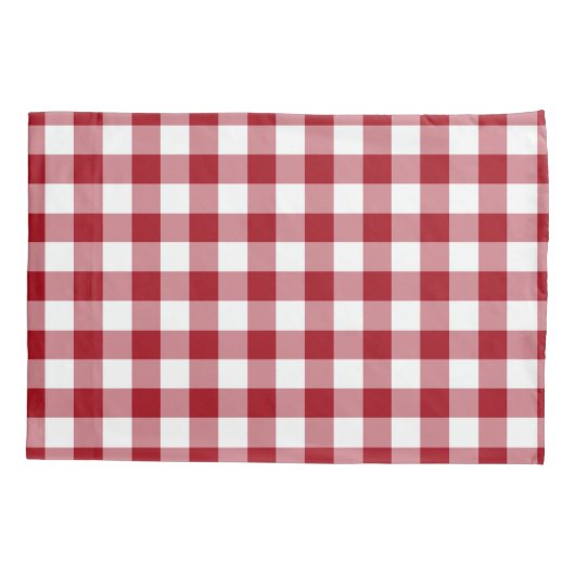Klassiek rood en wit gecontroleerd gingham patroon kussensloop (Achterkant-Links)