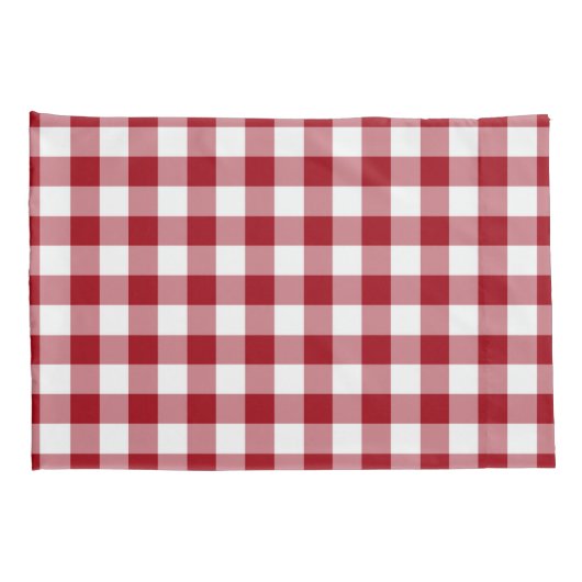 Klassiek rood en wit gecontroleerd gingham patroon kussensloop (Achterkant-Rechts)