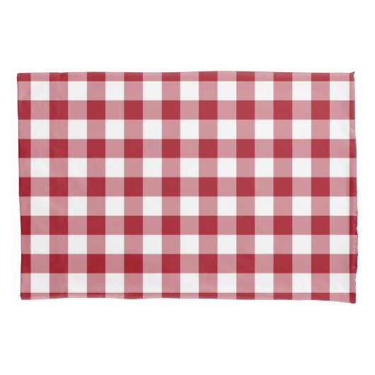 Klassiek rood en wit gecontroleerd gingham patroon kussensloop (Voorkant-Links)