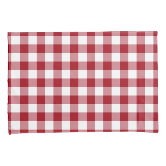 Klassiek rood en wit gecontroleerd gingham patroon kussensloop (Voorkant-Rechts)