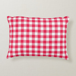 Klassiek rood en wit geruit patroon rustiek accent kussen