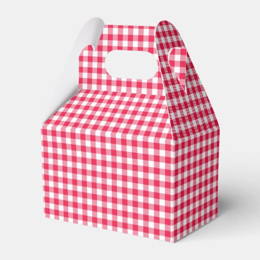 Klassiek rood en wit geruit patroon rustiek bedankdoosjes (Voorkant Zijde)