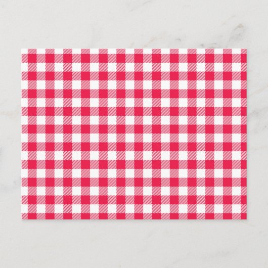 Klassiek rood en wit geruit patroon rustiek briefkaart (Voorkant)