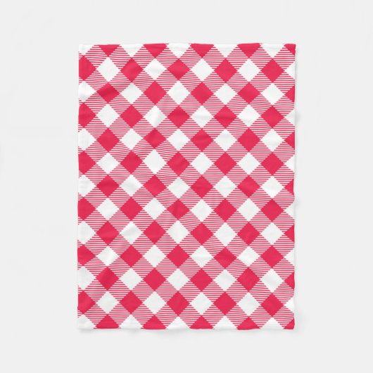 Klassiek rood en wit geruit patroon rustiek fleece deken (Voorkant)