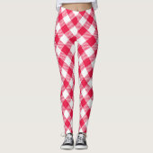 Klassiek rood en wit geruit patroon rustiek leggings (Voorkant)