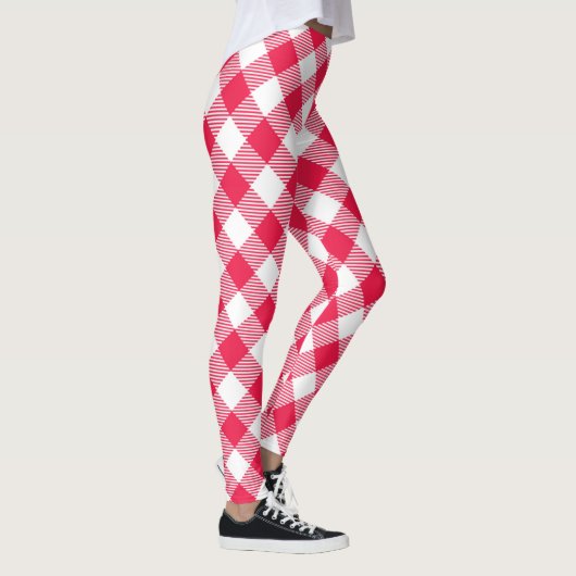 Klassiek rood en wit geruit patroon rustiek leggings (Rechts)