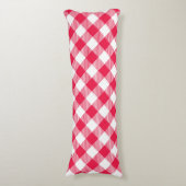 Klassiek rood en wit geruit patroon rustiek lichaamskussen (Voorkant Verticaal)